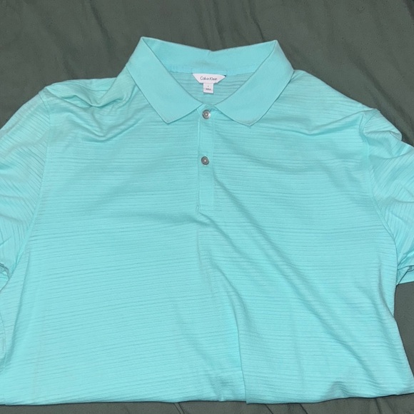 Calvin Klein Men's Aqua Polo Shirt - Picture 1 of 4